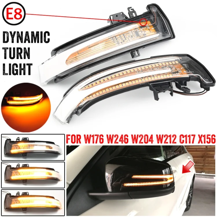 CRP7910T_3.webp 1 Pair For Mercedes-Benz A Class W176 2013-2017 Car Dynamic LED Turn Signal Light Rearview Mirror Flasher Water Blinker - Image 4