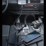 K4 Car 3 in 1 PD + USB Dual Port Fast Charger with Spring Data Cable - Image 8