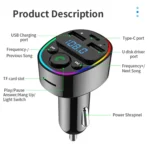 Car Bluetooth MP3 Player Audio FM Transmitter with Ambient Light - Image 2