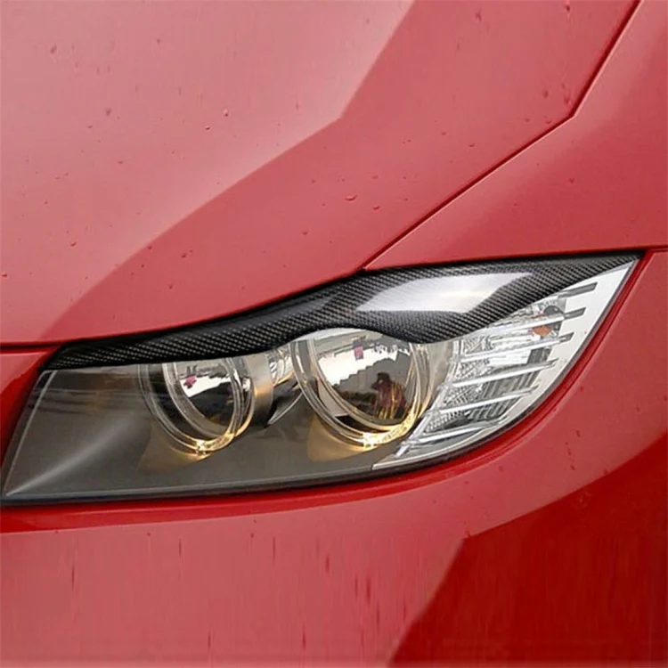 CRP8166_5.webp 1 Pairs Carbon Fiber Car Lamp Eyebrow Decorative Sticker for BMW E90 / 318i / 320i / 325i 2005-2008, Drop Glue Version - Image 6