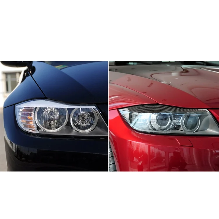CRP8166_6.webp 1 Pairs Carbon Fiber Car Lamp Eyebrow Decorative Sticker for BMW E90 / 318i / 320i / 325i 2005-2008, Drop Glue Version - Image 7