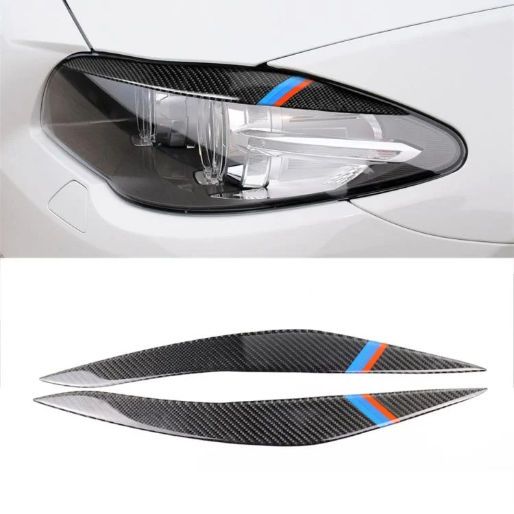 Three Color Carbon Fiber Car Lamp Eyebrow Decorative Sticker for BMW 5 Series F10 2010-2013