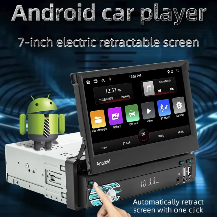 CRP9618_3.webp HD 7 inch Single Din Car Android Player GPS Navigation Bluetooth Touch Stereo Radio, Support Mirror Link & FM & WIFI - Image 4