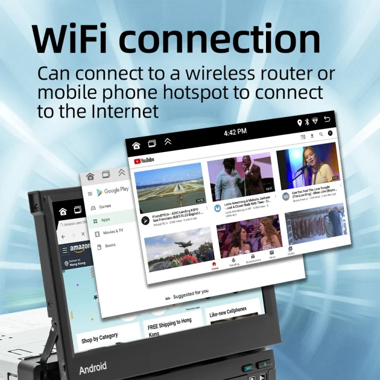 CRP9618_5.webp HD 7 inch Single Din Car Android Player GPS Navigation Bluetooth Touch Stereo Radio, Support Mirror Link & FM & WIFI - Image 6