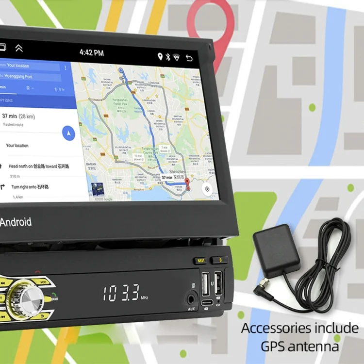 CRP9618_6.webp HD 7 inch Single Din Car Android Player GPS Navigation Bluetooth Touch Stereo Radio, Support Mirror Link & FM & WIFI - Image 7
