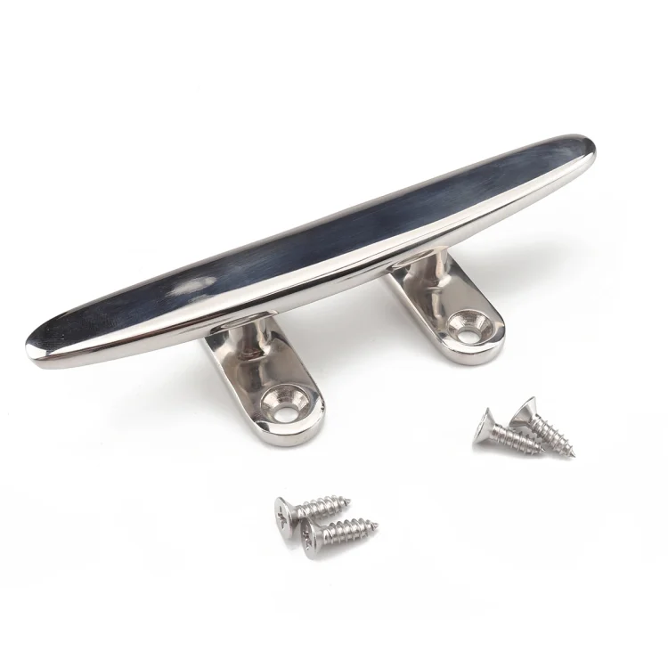 CRP9800.webp Marine Stainless Steel Flat Top 4 inch Base Boat Cleats Dock with Screws - Image 1