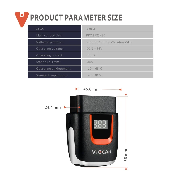 CRP9825_5.webp Viecar VP004 Car Mini OBD + USB / Type-C Interface Fault Detector V1.5 WiFi Diagnostic Tool - Image 6