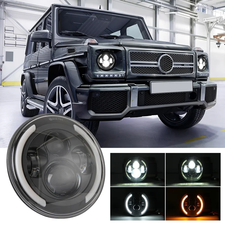 CRP9829.webp 7 inch H4 / H13 DC 9V-30V 3000LM 3000K-6000K 25W Car Round Shape LED Headlight Lamps for Jeep Wrangler, with Angel Eye(White Light) - Image 1