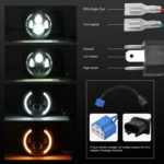 7 inch H4 / H13 DC 9V-30V 3000LM 3000K-6000K 25W Car Round Shape LED Headlight Lamps for Jeep Wrangler, with Angel Eye(White Light) - Image 4