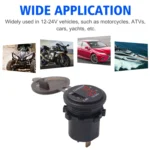 Universal Car Single Port USB Charger Power Outlet Adapter 2.4A 5V IP66 with LED Digital Voltmeter + Ammeter - Image 9
