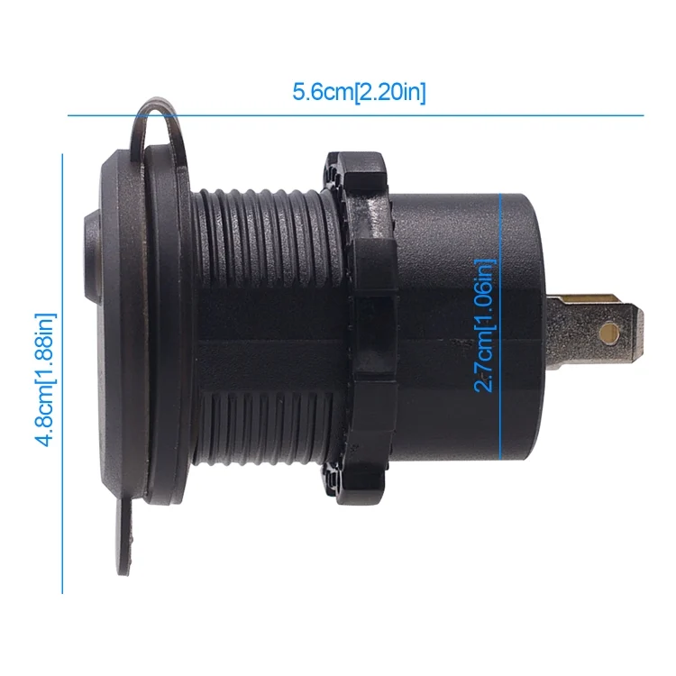 CRP9981RL_2.webp Universal Car Single Port USB Charger Power Outlet Adapter 2.4A 5V IP66 with LED Digital Voltmeter + Switch + 60cm Cable - Image 3