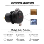 Universal Car Single Port USB Charger Power Outlet Adapter 2.4A 5V IP66 with LED Digital Voltmeter + Switch + 60cm Cable - Image 4