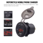 Universal Car Single Port USB Charger Power Outlet Adapter 2.4A 5V IP66 with LED Digital Voltmeter + Switch + 60cm Cable - Image 6