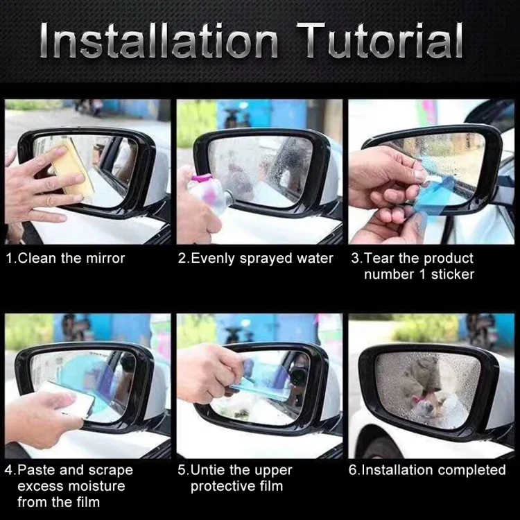 EDA00052601_6.webp Car PET Rearview Mirror Protective Window Clear Anti-fog Waterproof Rain Shield Film - Image 7