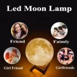 Customized Touch Switch 3-color 3D Print Moon Lamp USB Charging Energy-saving LED Night Light with Wooden Holder Base - Image 8