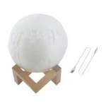 Customized Patted 3-color 3D Print Moon Lamp USB Charging Energy-saving LED Night Light with Wooden Holder Base - Image 2