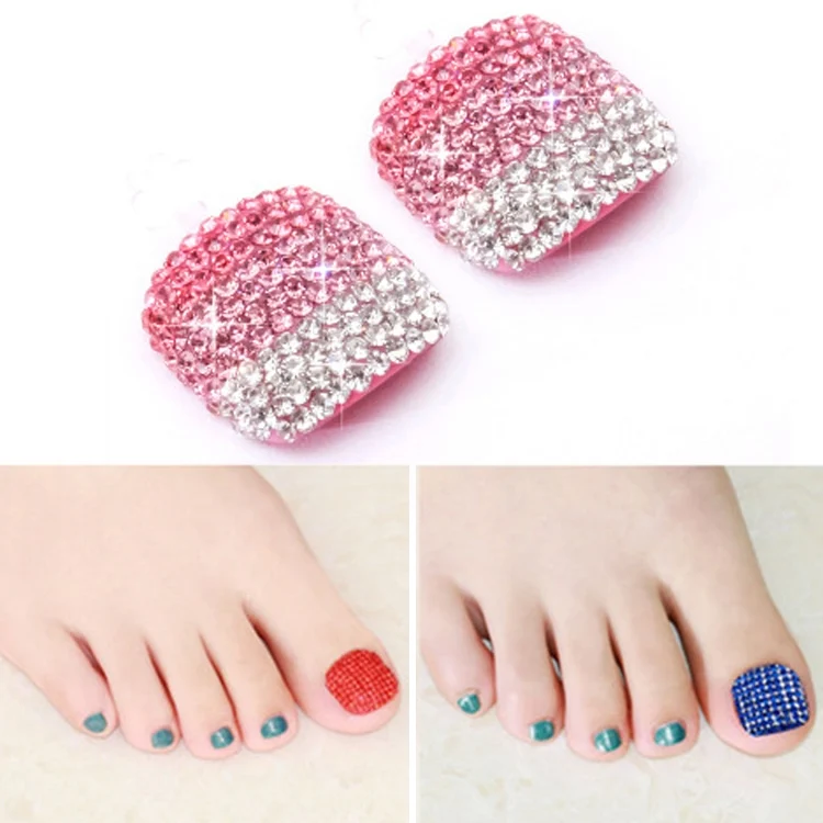 EDA00072201Q.webp 2 PCS Crystal Fake Nail Art Tips Rhinestone Full Cover Toenails Decals Stickers - Image 1