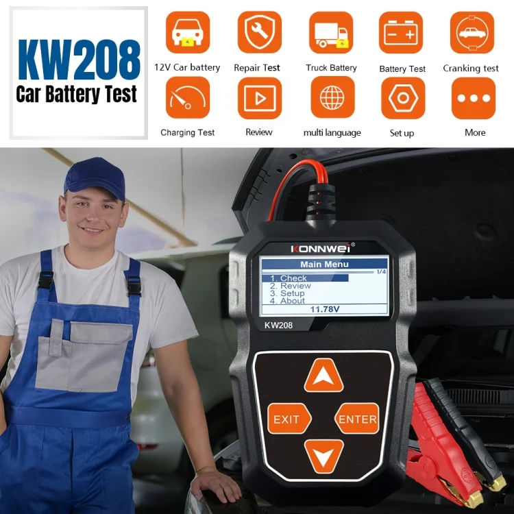 EDA0010900_1.webp KONNWEI KW208 Car TFT Color Screen Battery Tester Support 8 Languages - Image 2