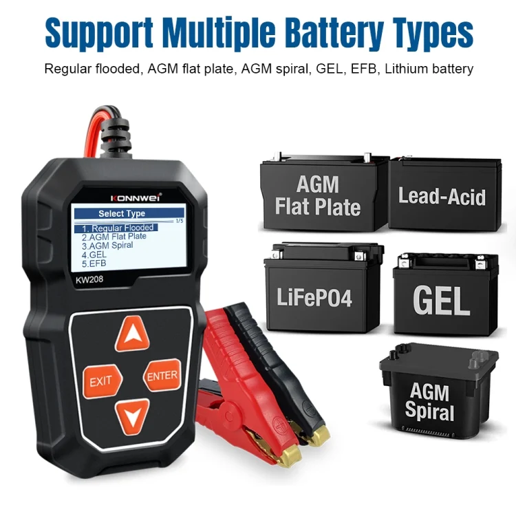 EDA0010900_2.webp KONNWEI KW208 Car TFT Color Screen Battery Tester Support 8 Languages - Image 3