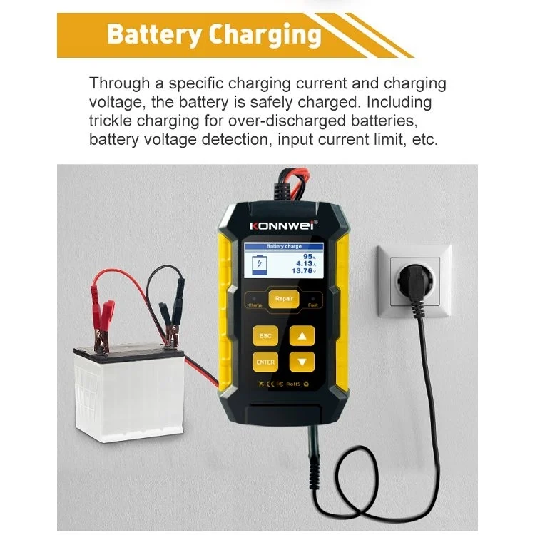 EDA0010904EU_8.webp KONNWEI KW510 3 in 1 Car Battery Tester / Charger / Repairer, Support 8 Languages - Image 9