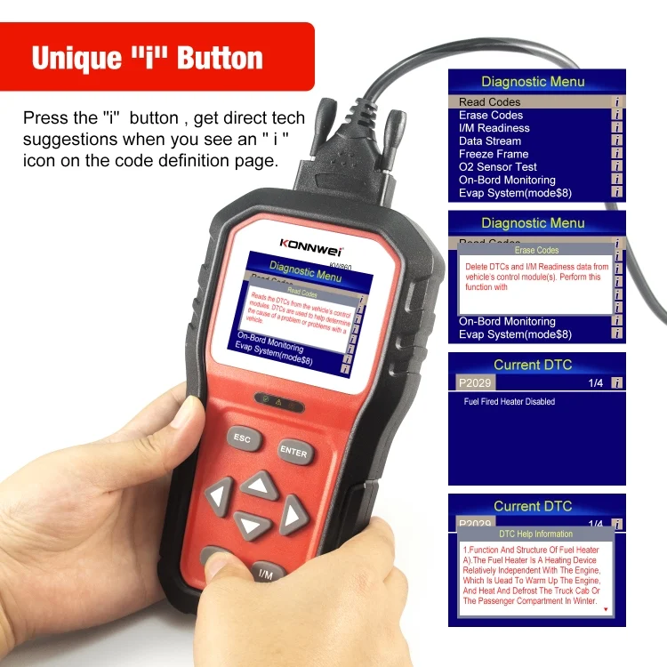 EDA0010906_5.webp KONNWEI KW860 Car 2.8 inch TFT Color Screen Battery Tester Support 8 Languages / I Key Analysis Function - Image 6