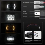 7 inch(5X7)/(7X6) H4 DC 9V-30V 30000LM 300W 8LEDs Car Square Shape LED Headlight Lamps for Jeep Wrangler - Image 4