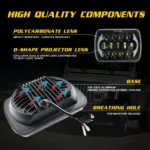 7 inch(5X7)/(7X6) H4 DC 9V-30V 30000LM 300W 8LEDs Car Square Shape LED Headlight Lamps for Jeep Wrangler - Image 6