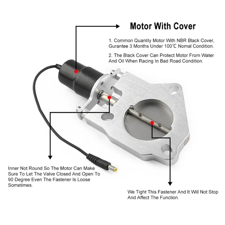 EDA001471801_3.webp Universal Car Stainless Steel Racing Electric Exhaust Cutout Valves Control Motor - Image 4