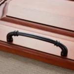 6569-128 Matte Black Peach Wood Drawer Cabinet Door Handle - Image 2