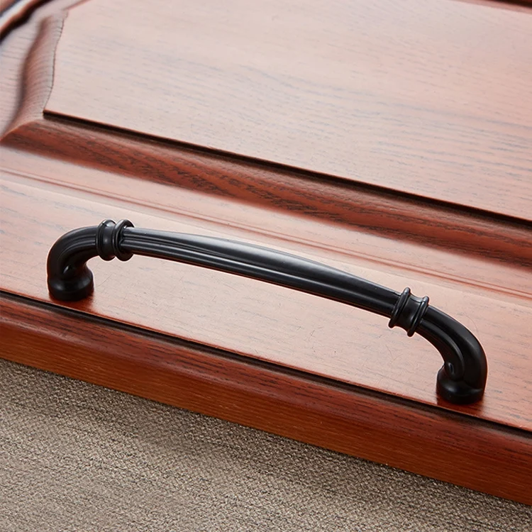 EDA001506_1.webp 6569-128 Matte Black Peach Wood Drawer Cabinet Door Handle - Image 2