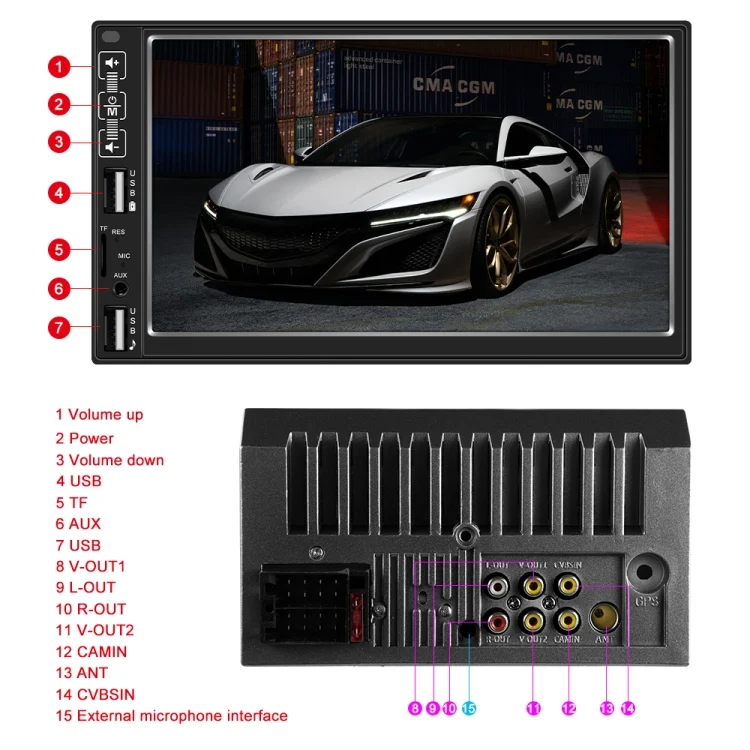 EDA001605201_3.webp A2821 Car 7 inch Screen HD MP5 Player, Support Bluetooth / FM with Remote Control - Image 4