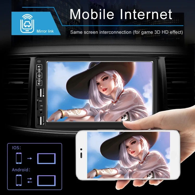 EDA001605201_5.webp A2821 Car 7 inch Screen HD MP5 Player, Support Bluetooth / FM with Remote Control - Image 6