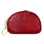 Ladies Head Layer Cowhide Elephant Zipper Coin Purse