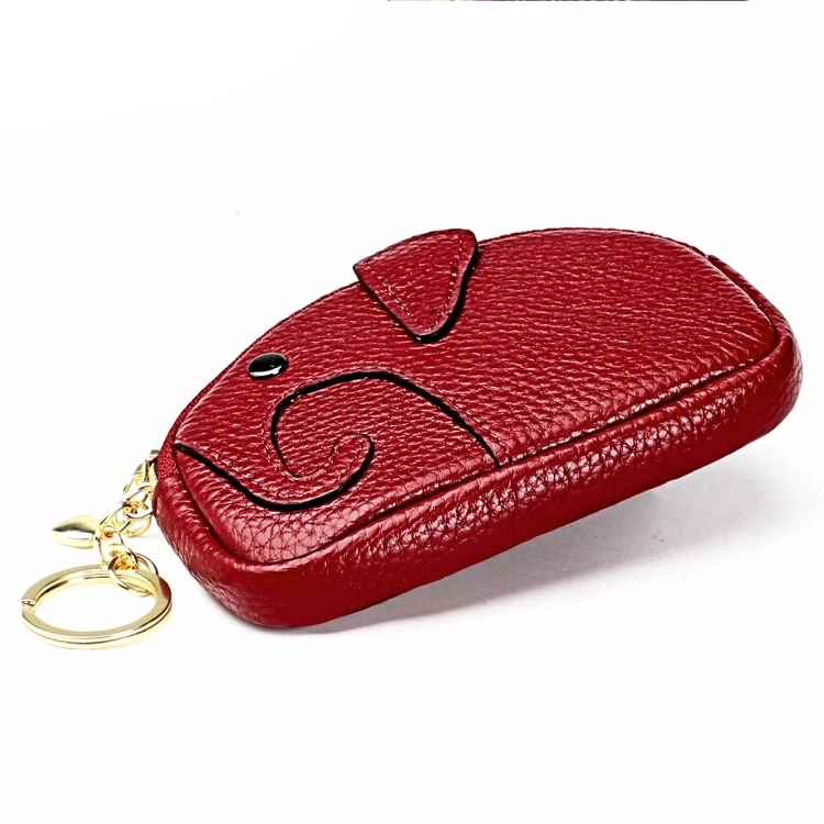 EDA001662501_B1.webp Ladies Head Layer Cowhide Elephant Zipper Coin Purse - Image 2