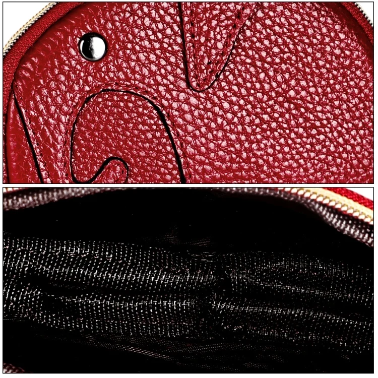EDA001662501_B3.webp Ladies Head Layer Cowhide Elephant Zipper Coin Purse - Image 4
