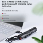 WUBEN L50 Outdoor Portable LED Strong Light USB Rechargeable Aluminum Flashlight - Image 3