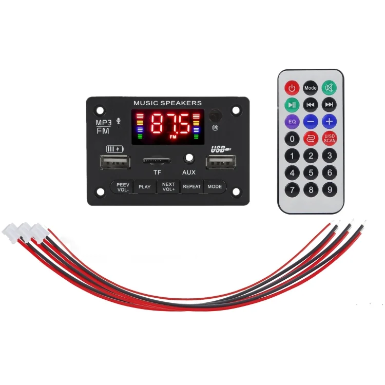 EDA0017697.webp JX-809BT Car 12V Audio MP3 Player Decoder Board FM Radio USB, with Bluetooth / Remote Control / Recording - Image 1