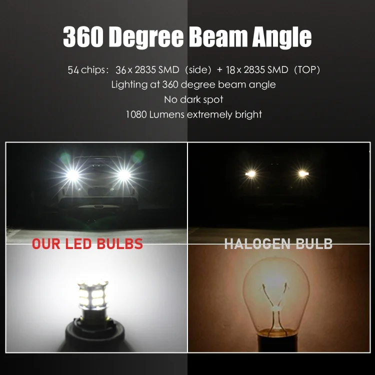 EDA0018151_5.webp 1 Pair E0052 9-14V 1156-54SMD-2835 6000K 1080LM White Light Car Decoding Turn Signal Reversing Light - Image 6