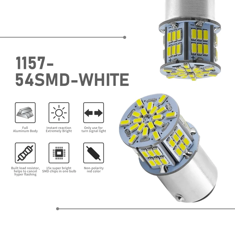 EDA0018155_4.webp 1 Pair E0053 9-14V 1157-54SMD-2835 6000K 1080LM White Light Car Decoding Brake Driving Light - Image 5