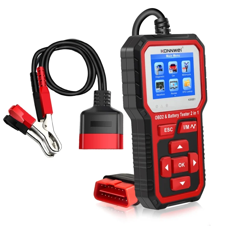 EDA0018353.webp KONNWEI KW681 Car 2.4 inch TFT Screen OBD Fault Diagnosis + 6V-12V Battery Tester Support 9 Languages - Image 1