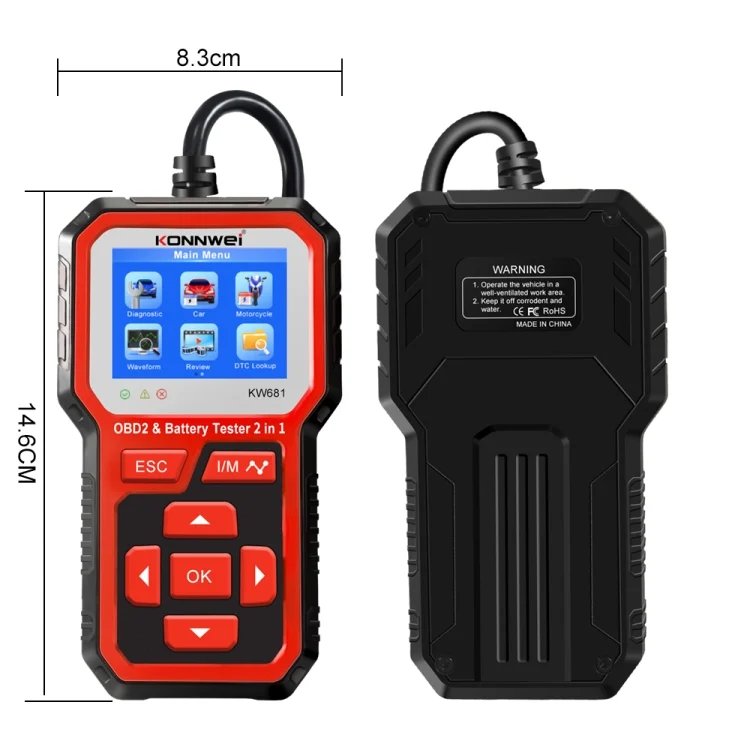 EDA0018353_1.webp KONNWEI KW681 Car 2.4 inch TFT Screen OBD Fault Diagnosis + 6V-12V Battery Tester Support 9 Languages - Image 2