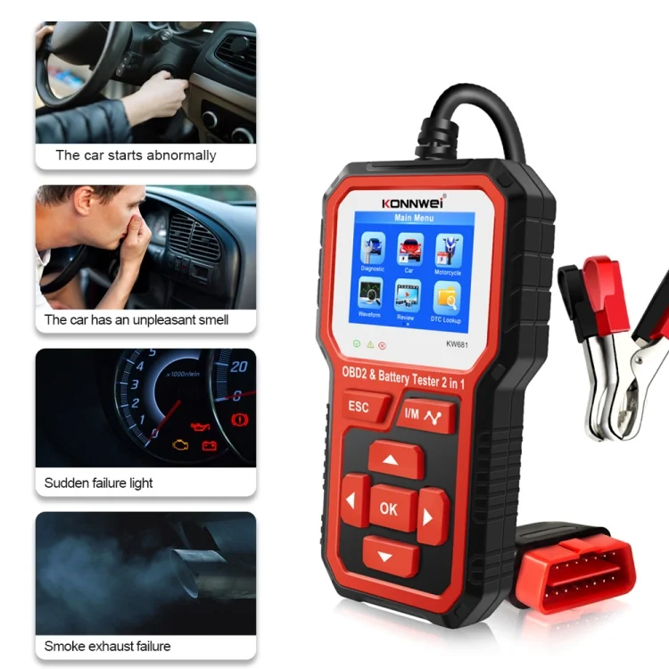 EDA0018353_2.webp KONNWEI KW681 Car 2.4 inch TFT Screen OBD Fault Diagnosis + 6V-12V Battery Tester Support 9 Languages - Image 3