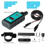 WUPP ZH-1422A2 DC12-24V Motorcycle Square Dual USB Fast Charging Charger with Switch + Voltmeter + Integrated SAE Socket + 1m SAE Socket Cable - Image 2