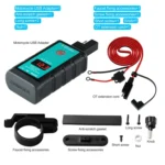 WUPP ZH-1422A3 DC12-24V Motorcycle Square Dual USB Fast Charging Charger with Switch + Voltmeter + Integrated SAE Socket + 1.4m OT Terminal Cable - Image 2