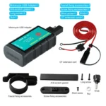 WUPP ZH-1422C3 Motorcycle Square Dual USB Fast Charging Charger with Switch + Integrated SAE Socket + 1.4m OT Terminal Cable - Image 8