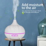 400ml Wood Texture Fragrance Machine Pointed Mouth Humidifier with Colorful LED Light - Image 11