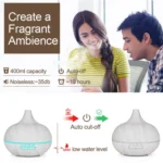 400ml Wood Texture Fragrance Machine Pointed Mouth Humidifier with Colorful LED Light - Image 8