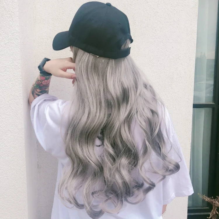 EDA00241801A_3.webp Hat Big Curve Wig One-piece Long Curly Chemical Fiber Headgear for Women - Image 4
