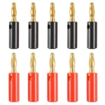 Car Red and Black Cover Gold-plated 4mm Banana Head Audio Plug