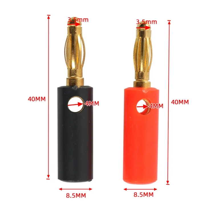 EDA002430901_5.webp Car Red and Black Cover Gold-plated 4mm Banana Head Audio Plug - Image 6